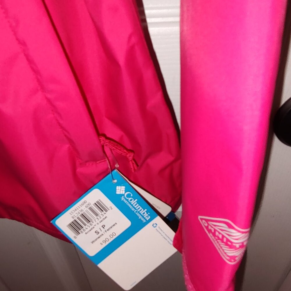 COLUMBIA ARCADIA II NYLON PARKA OMNI TECH FABRIC REPELS WATER CORAL PINK S/P - Picture 3 of 4